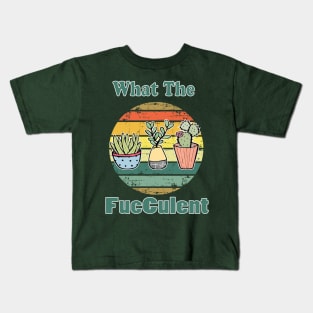 funny vintageplant with retro sun what the fucculent succulent & cactus lovers gift Kids T-Shirt